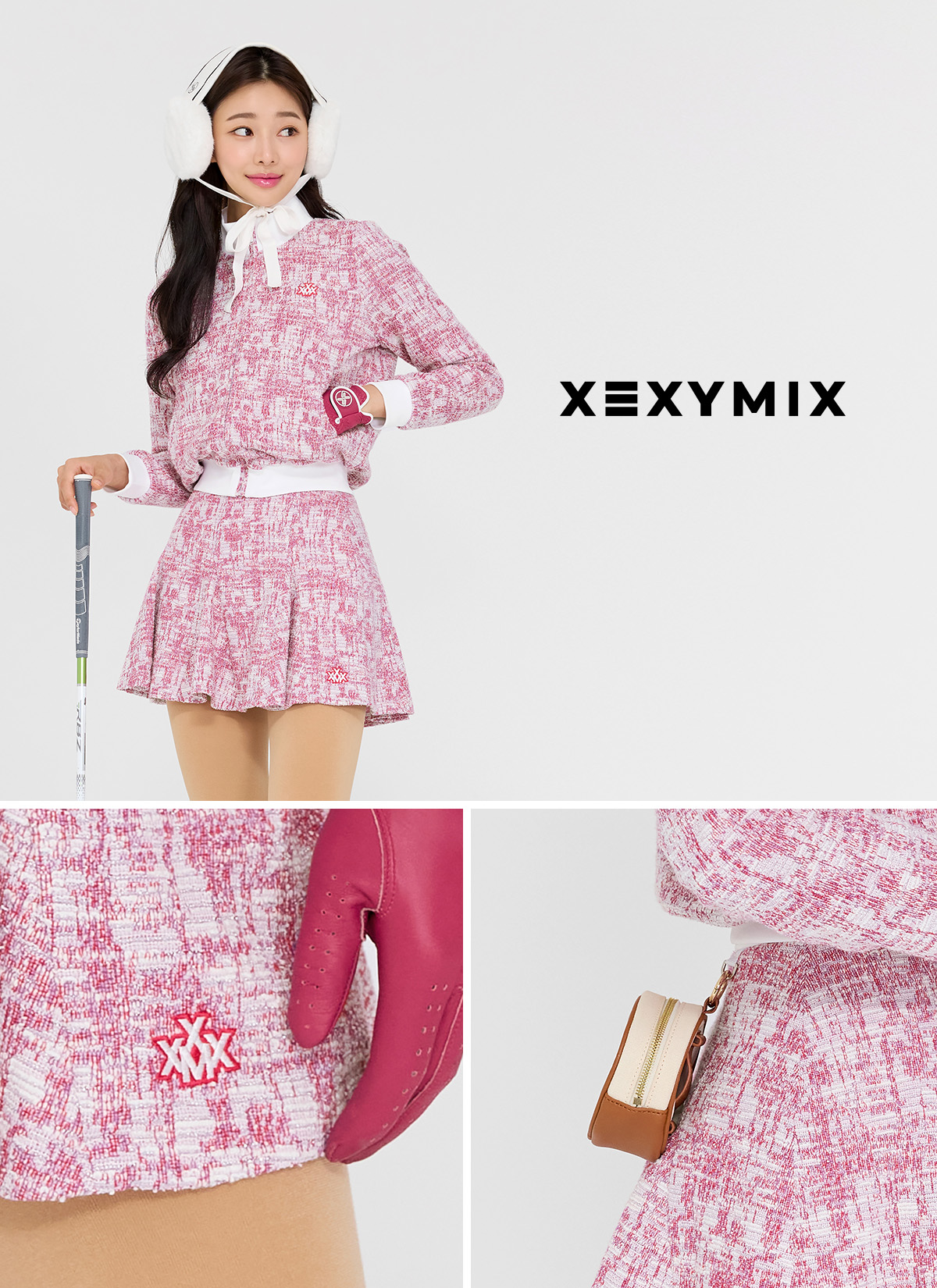 【XEXYMIX】 粗花呢百褶喇叭短裙(2in1)|共3色|XGFSK20H4 32 XGFSK20H4 pk 04
