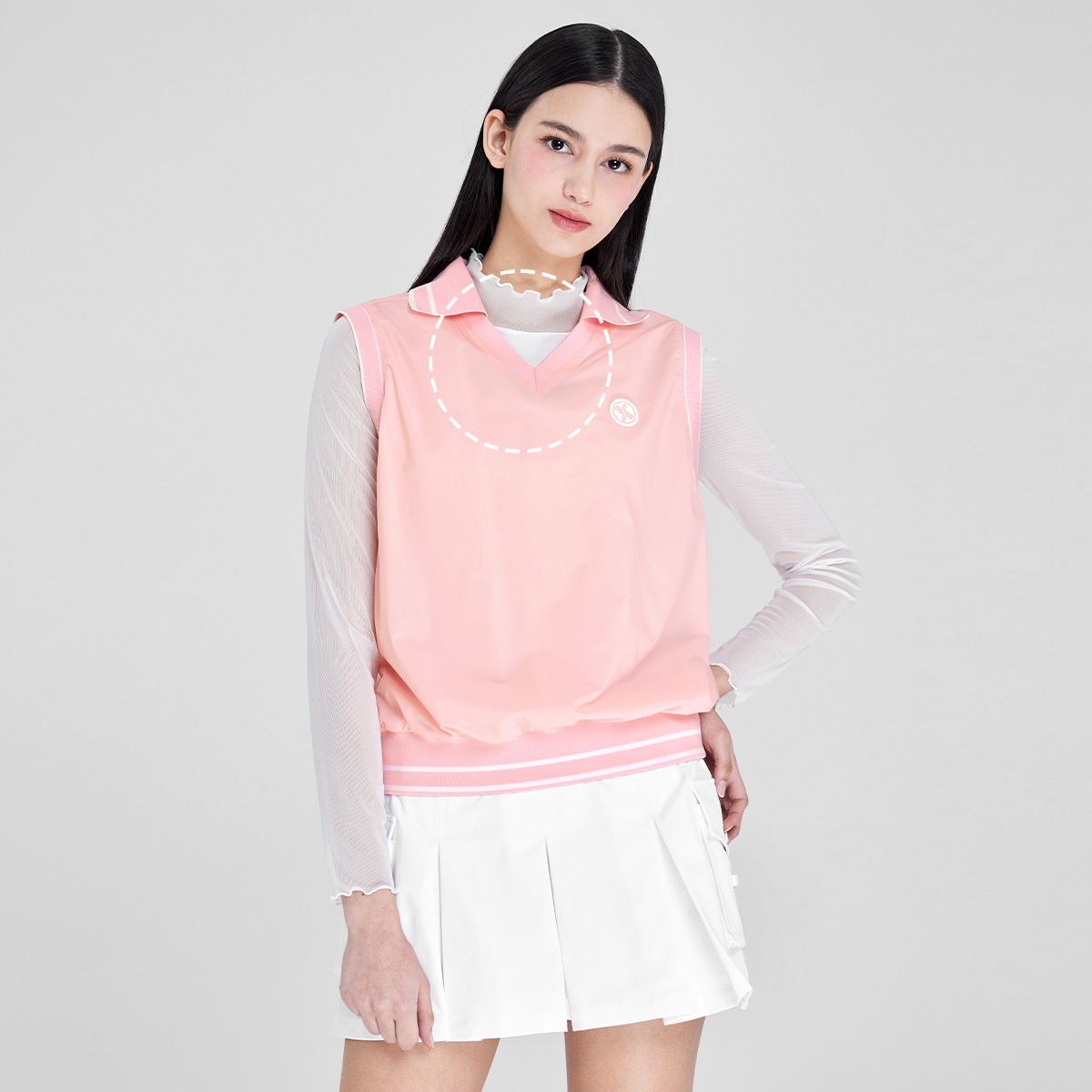 브이넥 칼라 우븐 베스트 라이트옐로우 상세 이미지 6
