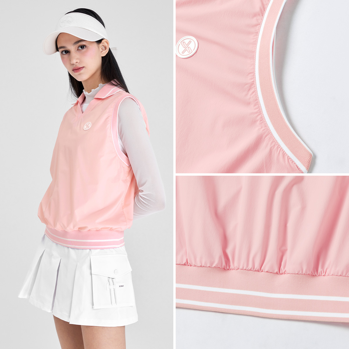 브이넥 칼라 우븐 베스트 라이트옐로우 상세 이미지 7
