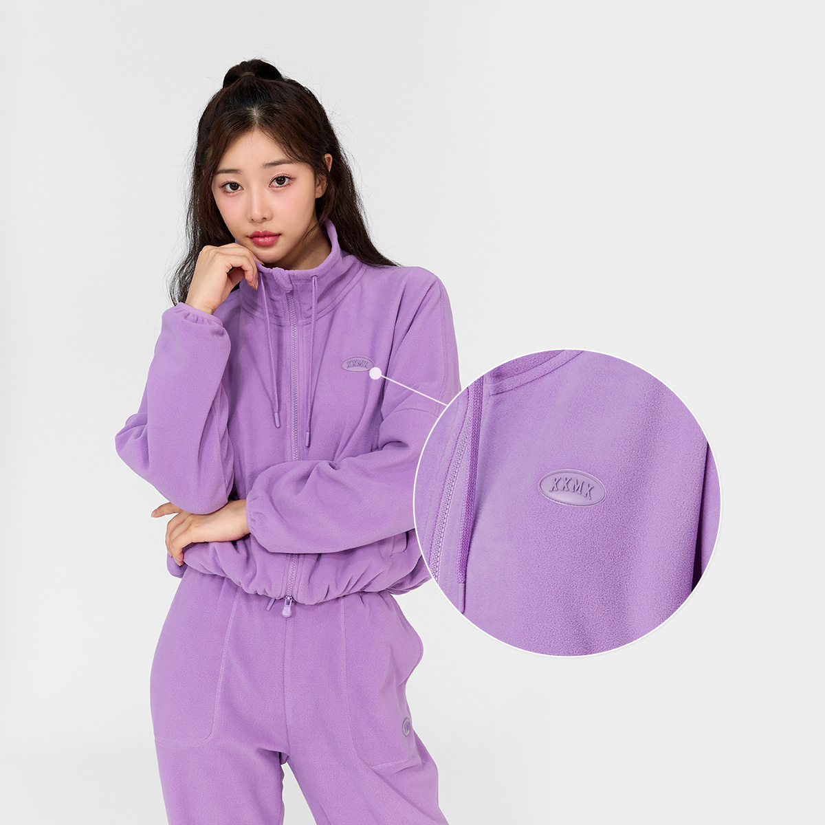 라이트 플리스 하이넥 집업 블랙 상세 이미지 20