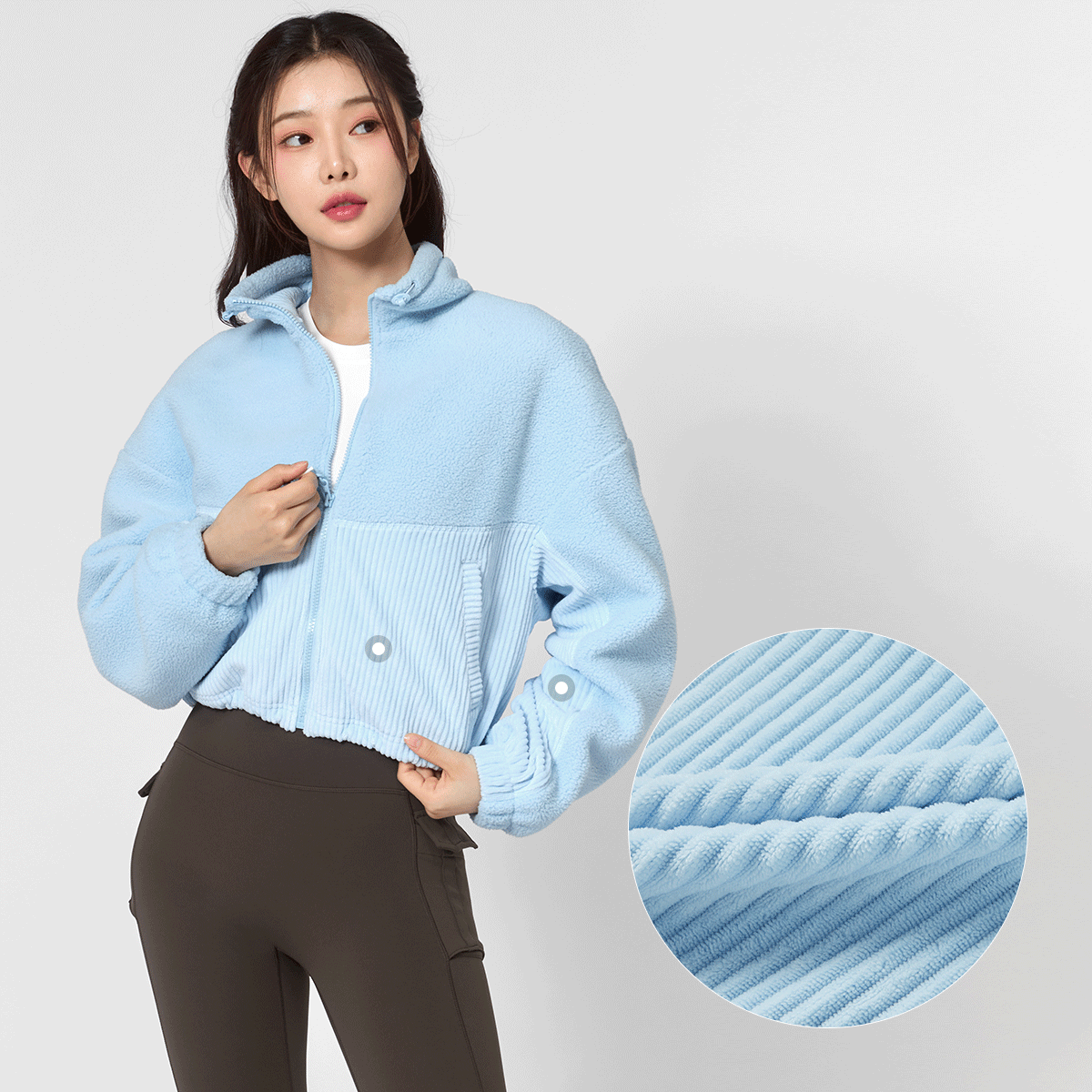 코듀로이 앤 플리스 집업 자켓 라임젤리 상세 이미지 21